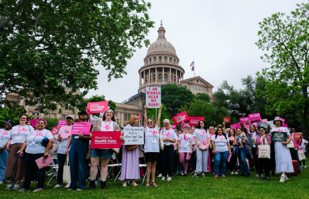 Advocates standing together outdoors